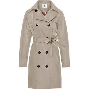Women's Water-Resistant Trench Coat Double-Breasted Long Peacoat
